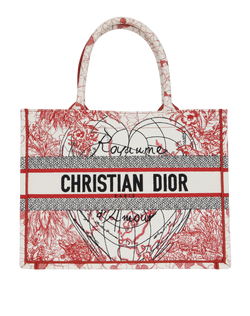 D'amour Medium Book Tote, Canvas, Red/White, 50-MA-0261, DB, AC, 4*